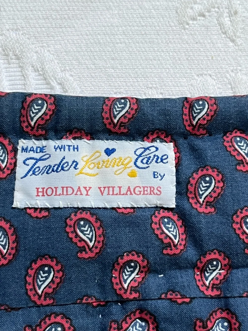 Vintage Patchwork Square Quilt Holiday Villagers Handmade Floral Wall Table Deco